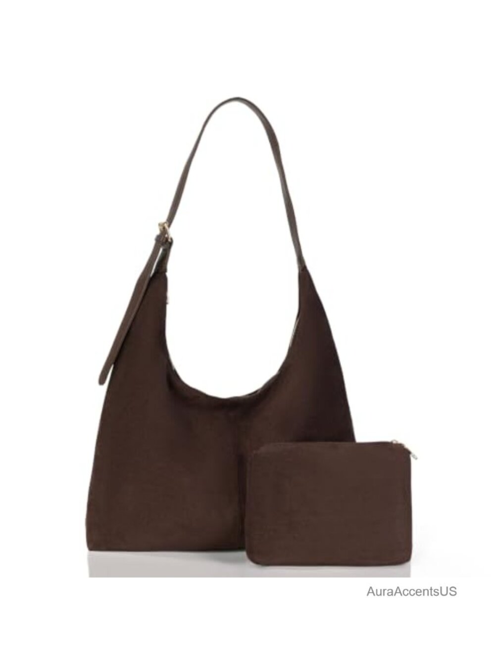 Suede Tote Bag Slouchy Hobo Shoulder Bag with Pouch Women